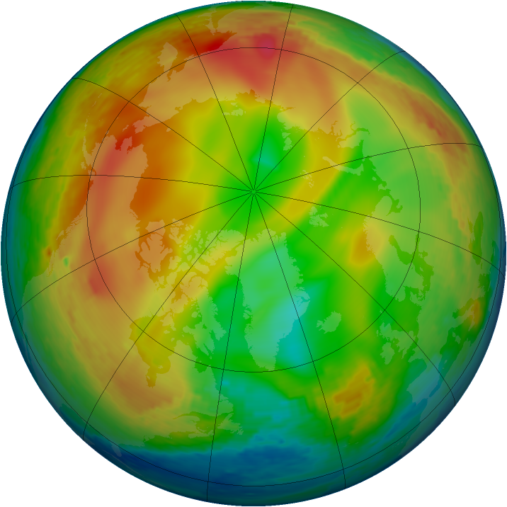 Arctic ozone map for 09 January 1994